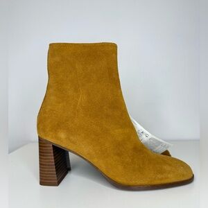 Mango MNG Medium Brown Funnel Heel Suede Leather Ankle Boot Women Size 9/40  NWT